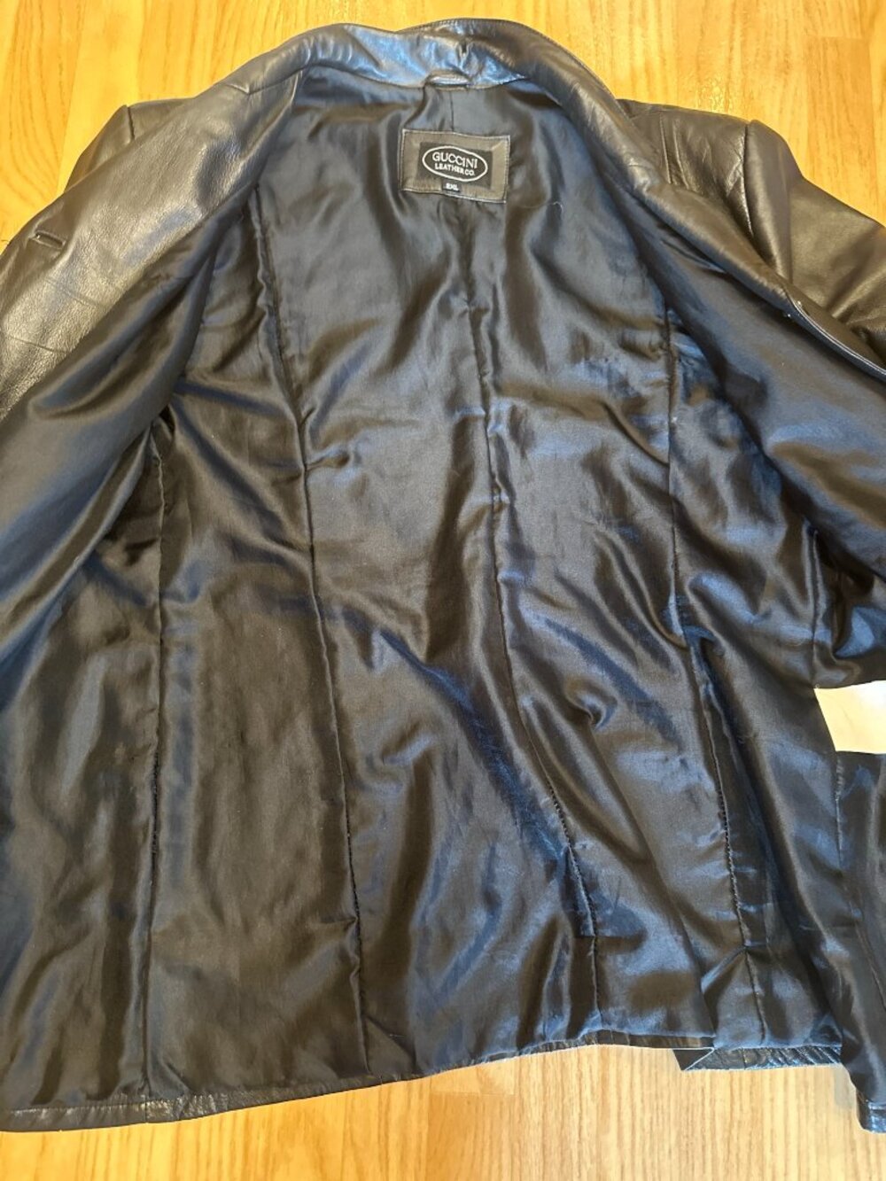 Vintage Guccini Leather Co Black Genuine Leather Blazer Coat 2XL - Picture 8 of 16